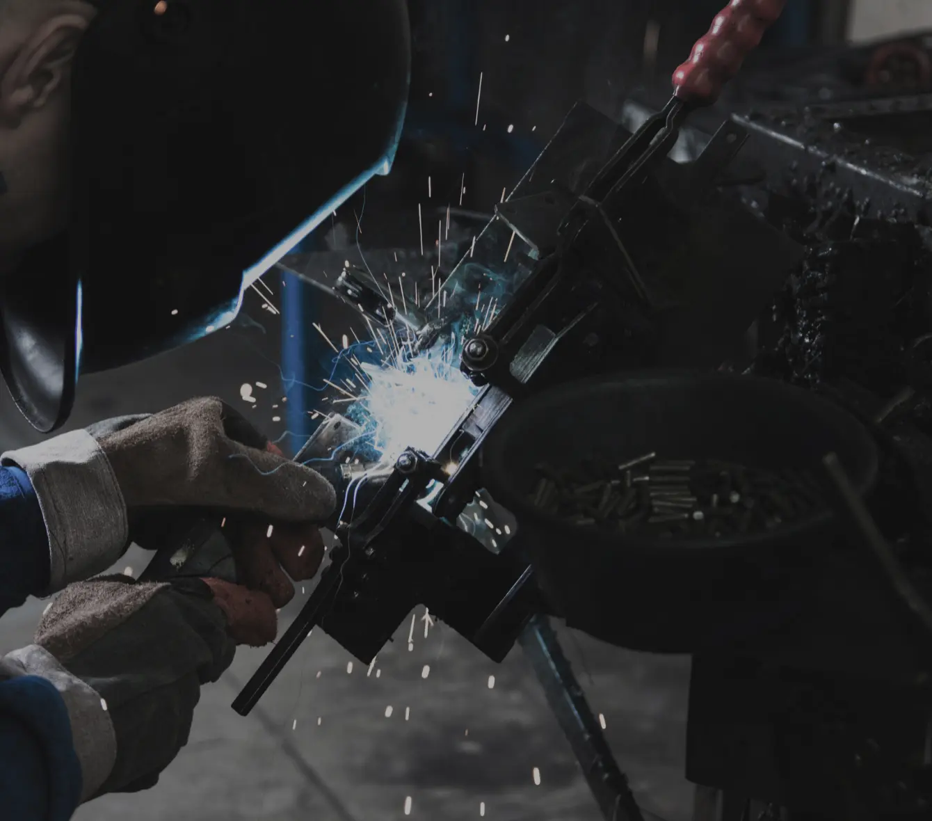Tradesman welding metal